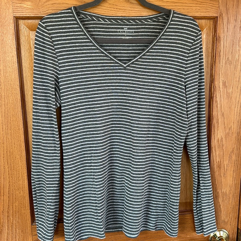 Talbots shimmer stripe tshirt